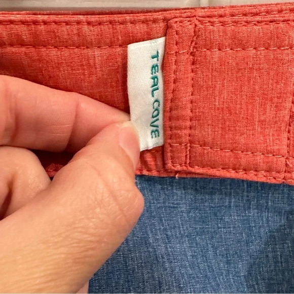 Teal Cove Mens Swimwear Board Shorts Blue/Salmon Swim Trunks Size XL - Picture 4 of 11